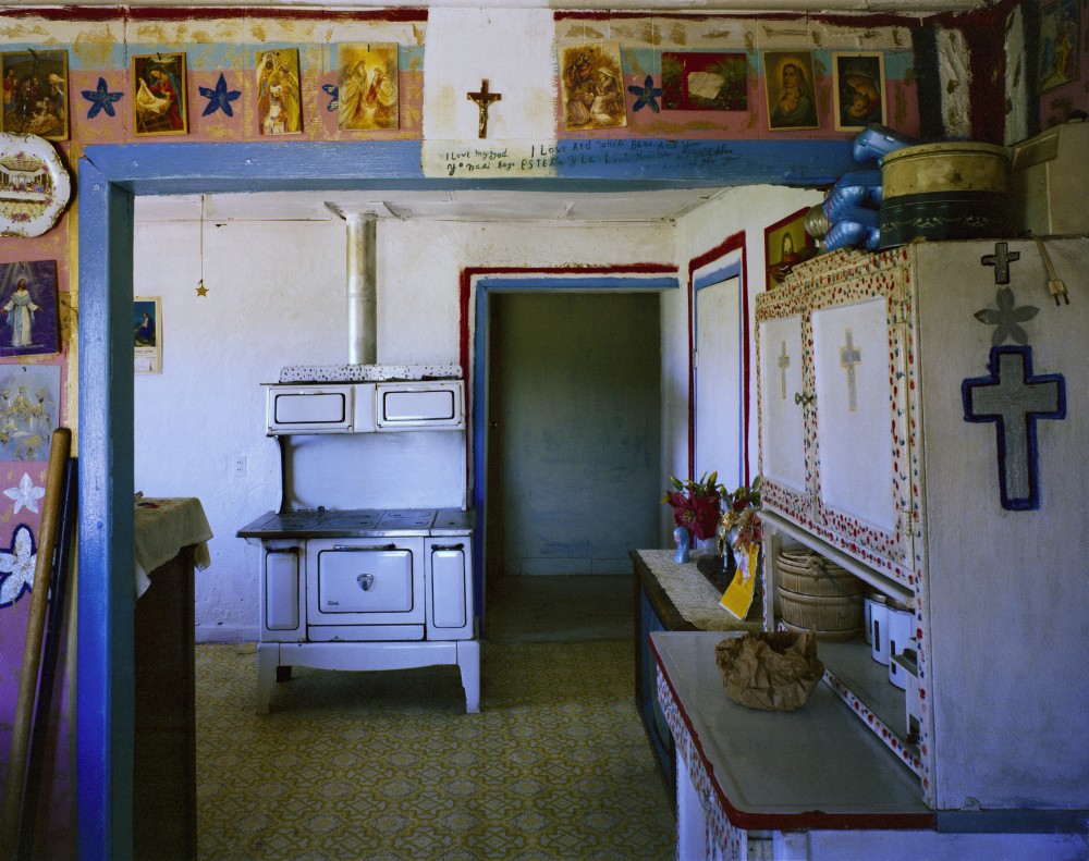 Amadeo Sandoval's kitchen and bedroom, Río Lucío, New Mexico, June 1985