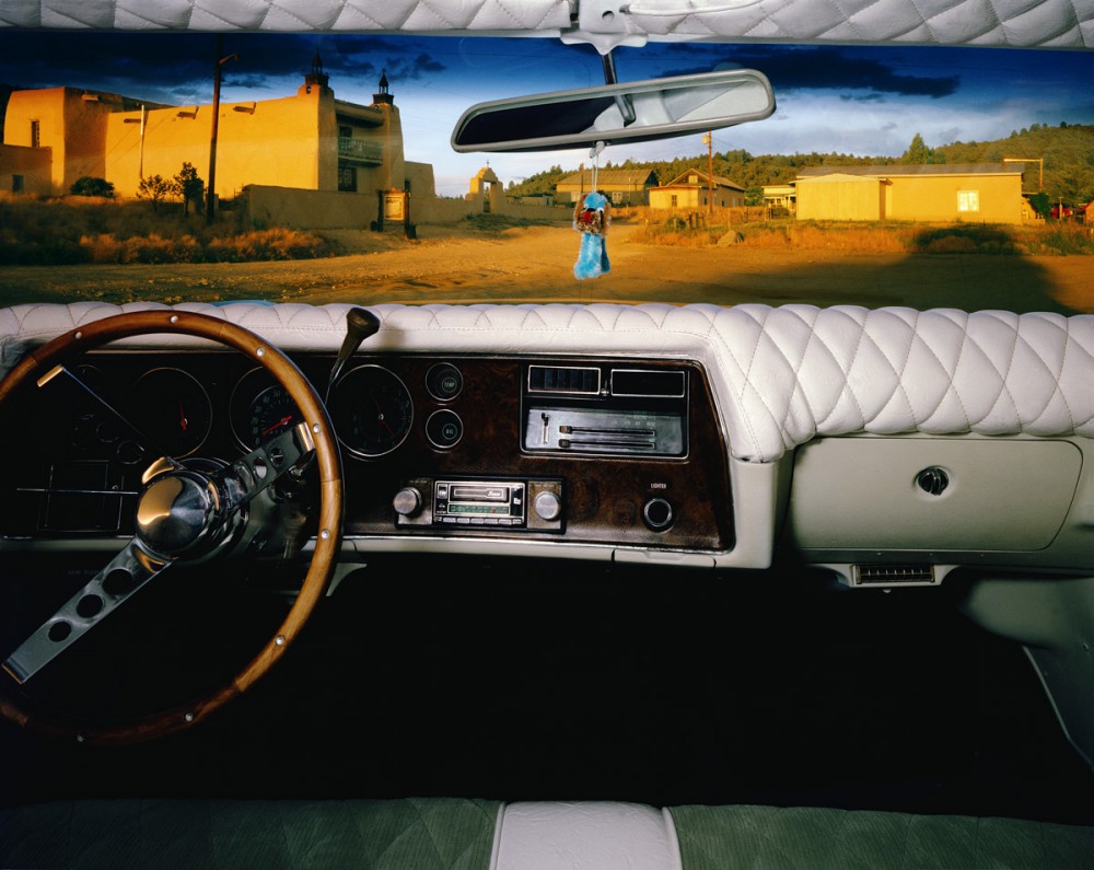 Las Trampas, New Mexico, looking east from Leví Lovato's 1972 Chevrolet Monte Carlo, July 1987