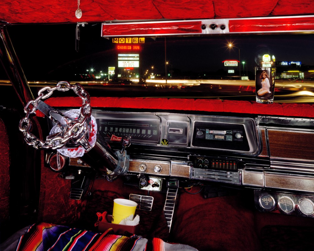 Furr's parking lot, Saturday Night,  Espanola, New Mexico, looking south from J. R. Roybal's 1966 Chevrolet Caprice, Feburary 1987