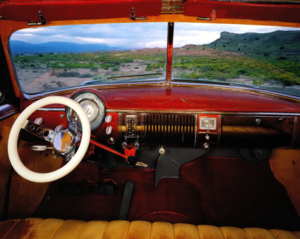 Sombrilllo, New Mexico, looking south from Ben Vigil's 1952 Chevrolet, August 1986