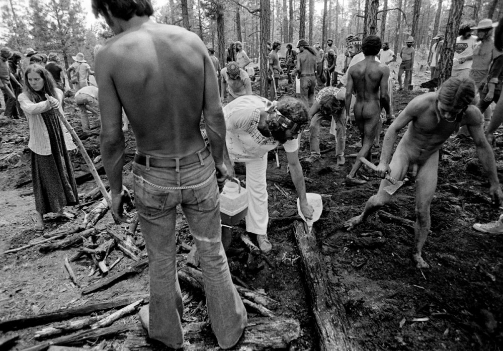 Putting out the fire, The Rainbow Gathering, Alpine Arizona, July 1979